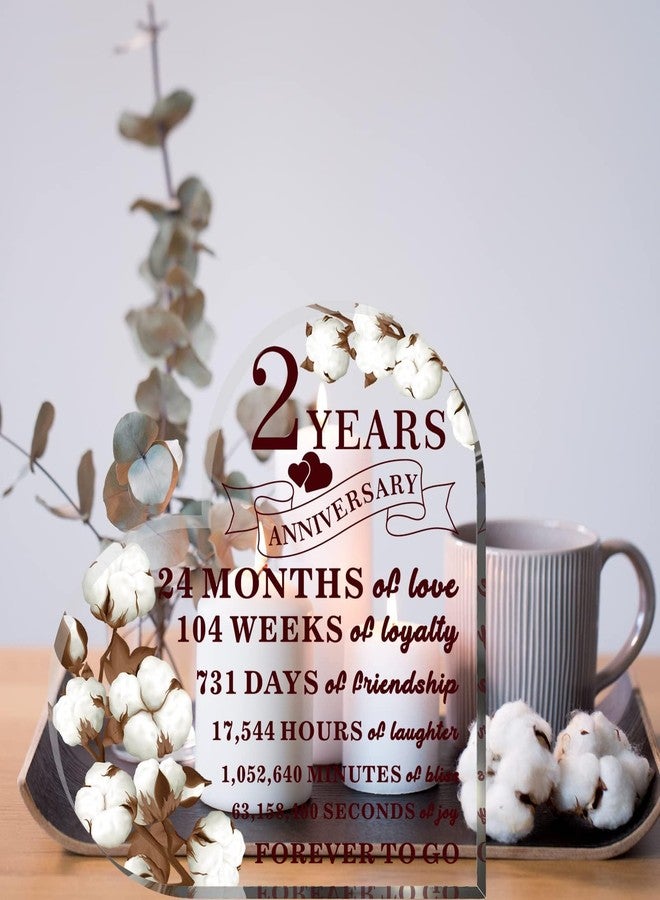 YLOLUL 2 Years Anniversary Decor for Him Her Cotton Flower Drawing Print Acrylic Gift 2nd Anniversary Wedding Paperweight Traditional Second Year Marriage for Wife Husband Lover (Cotton Flower) - Image 4